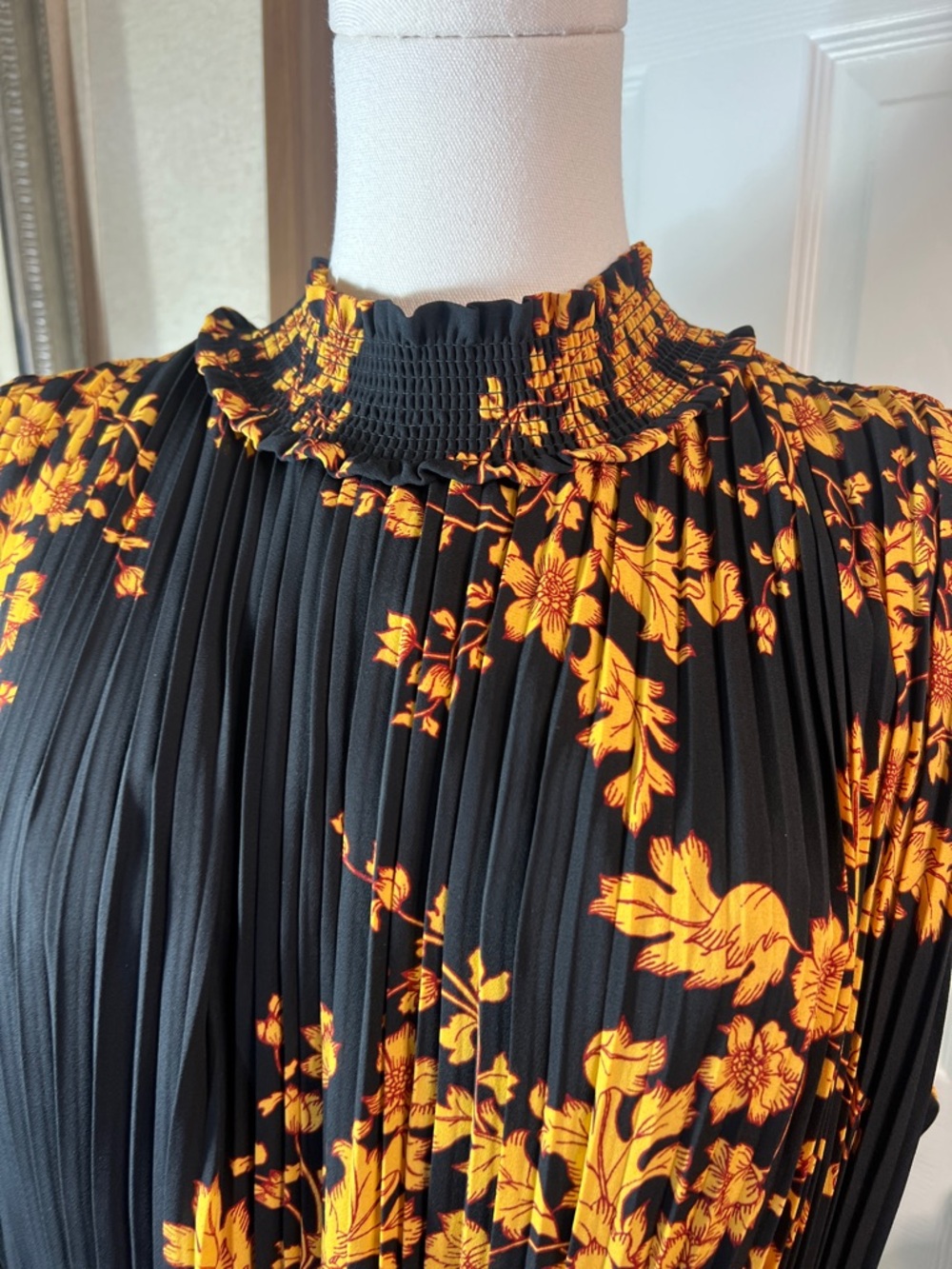 Nanette Lepore Black and Yellow Floral Midi Dress - Picture 4 of 11
